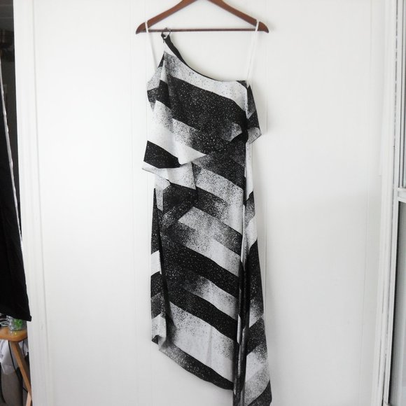 Halston Heritage Asymmetrical Striped Dress - Picture 5 of 6